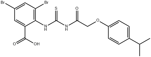 3,5-dibromo-2-[[[[[4-(1-methylethyl)phenoxy]acetyl]amino]thioxomethyl]amino]-benzoic acid picture