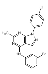 N-(3-bromophenyl)-9-(4-chlorophenyl)-3-methyl-2,4,8,9-tetrazabicyclo[4.3.0]nona-1,3,5,7-tetraen-5-amine Structure