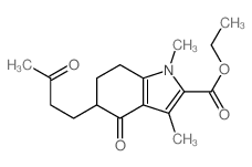 ethyl 1,3-dimethyl-4-oxo-5-(3-oxobutyl)-6,7-dihydro-5H-indole-2-carboxylate结构式