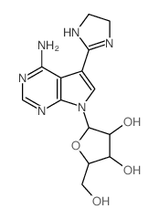 7H-Pyrrolo[2,3-d]pyrimidin-4-amine, 5- (4, 5-dihydro-1H-imidazol-2-yl)-7-.beta.-D-ribofuranosyl- structure