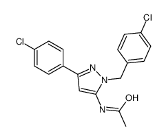 N-[5-(4-chlorophenyl)-2-[(4-chlorophenyl)methyl]pyrazol-3-yl]acetamide Structure