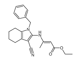 (E)-3-(1-Benzyl-3-cyano-4,5,6,7-tetrahydro-1H-indol-2-ylamino)-but-2-enoic acid ethyl ester结构式