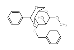 2-benzylsulfanyl-4-methoxy-9-phenyl-5,8,10-trioxabicyclo[4.4.0]decan-3-ol structure