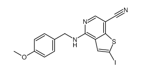 2-Iodo-4-(4-methoxybenzylamino)-thieno[3,2-c]pyridine-7-carbonitrile结构式