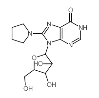 6H-Purin-6-one, 9-b-D-arabinofuranosyl-1,9-dihydro-8-(1-pyrrolidinyl)- structure