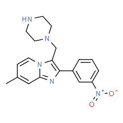 7-METHYL-2-(3-NITROPHENYL)-3-PIPERAZIN-1-YLMETHYL-IMIDAZO[1,2-A]PYRIDINE结构式