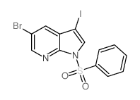 5-溴-3-碘-1-(苯基磺酰基)-1H-吡咯并[2,3-b]吡啶结构式