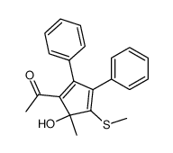 4-acetyl-5-hydroxy-5-methyl-1-methylthio-2,3-diphenyl-1,3-cyclopentadiene结构式