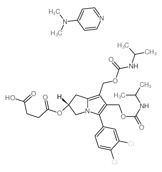 Butanedioic acid, mono[5- (3,4-dichlorophenyl)-2,3-dihydro-6, 7-bis[[[[(1-methylethyl)amino]carbonyl]oxy]methyl]-1H-pyrrolizin-2-yl] ester, (R)-, compd. with N,N-dimethyl-4-pyridinamine (1:1)结构式