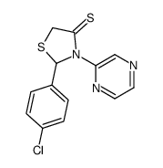 2-(4-chlorophenyl)-3-pyrazin-2-yl-1,3-thiazolidine-4-thione结构式