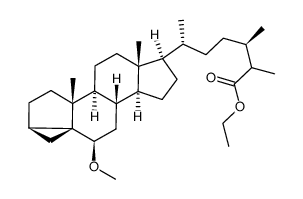 ethyl (24R)-6β-methoxy-24-methyl-3α,5-cyclo-5α-cholestan-26-oate结构式