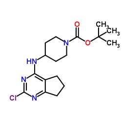 tert-butyl 4-(2-chloro-6,7-dihydro-5H-cyclopenta[d]pyrimidin-4-ylamino)piperidine-1-carboxylate structure