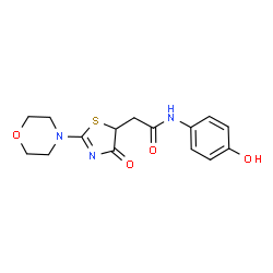 N-(4-hydroxyphenyl)-2-[2-(morpholin-4-yl)-4-oxo-4,5-dihydro-1,3-thiazol-5-yl]acetamide结构式