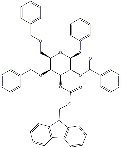 Phenyl 4,6-bis-O-(phenylmethyl)-1-thio-beta-D-galactopyranoside 2-benzoate 3-(9H-fluoren-9-ylmethyl carbonate) Structure