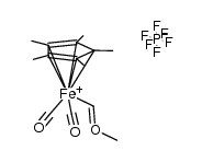 trans-((η5-pentamethylcyclopentadienyl)iron(carbonyl)2(methoxycarbene))(PF6) Structure