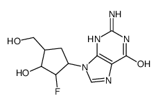 2-amino-1,9-dihydro-9-(2-fluoro-3-hydroxy-4-(hydroxymethyl)cyclopentyl)-6H-purin-6-one structure