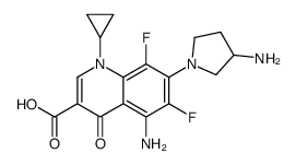 5-amino-7-(3-aminopyrrolidin-1-yl)-1-cyclopropyl-6,8-difluoro-4-oxoquinoline-3-carboxylic acid结构式