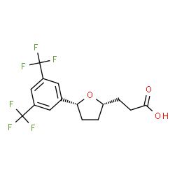 3-(5-(3,5-BIS(TRIFLUOROMETHYL)PHENYL)-TETRAHYDROFURAN-2-YL)PROPANOIC ACID结构式