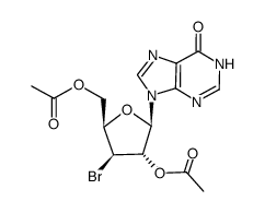 9-(2,5-di-O-acetyl-3-bromo-3-deoxy-β-D-xylofuranosyl)-1,9-dihydro-6H-purine-6-one Structure