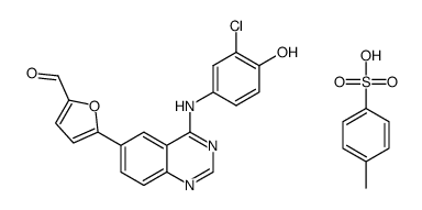 5-(4-(3-chloro-4-hydroxyphenylamino)quinazolin-6-yl)furan-2-carbaldehyde tosylate结构式