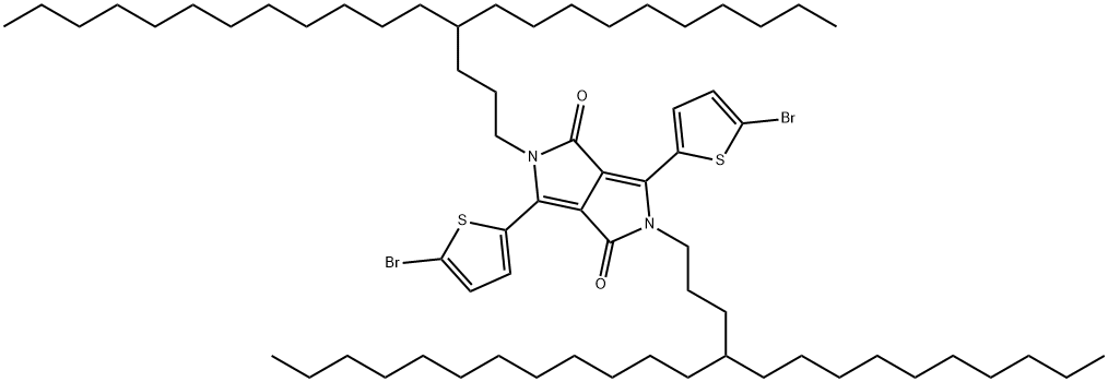 3,6-Bis(5-bromothiophen-2-yl)-2,5-bis(4-decylhexadecyl)pyrrolo[3,4-c]pyrrole-1,4(2H,5H)-dione structure