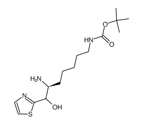 ((S)-6-Amino-7-hydroxy-7-thiazol-2-yl-heptyl)-carbamic acid tert-butyl ester结构式
