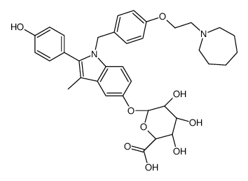 (2S,3S,4S,5R,6S)-6-[1-[[4-[2-(azepan-1-yl)ethoxy]phenyl]methyl]-2-(4-hydroxyphenyl)-3-methylindol-5-yl]oxy-3,4,5-trihydroxyoxane-2-carboxylic acid Structure