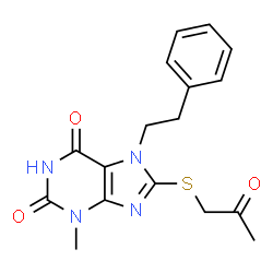 3-methyl-8-((2-oxopropyl)thio)-7-phenethyl-3,7-dihydro-1H-purine-2,6-dione picture