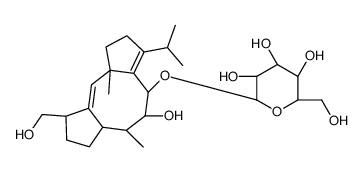 1,2,4,5,6,6aβ,7,8,9,10a-Decahydro-5α-hydroxy-9α-hydroxymethyl-6α,10aα-dimethyl-3-isopropyldicyclopenta[a,d]cycloocten-4β-yl α-D-glucopyranoside结构式