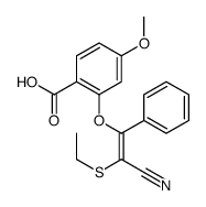 2-(2-cyano-2-ethylsulfanyl-1-phenylethenoxy)-4-methoxybenzoic acid Structure