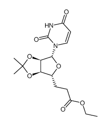ethyl 1,5,6-trideoxy-2,3-O-isopropylidene-1-(uracil-1-yl)-β-D-ribo-heptofuranuronate结构式