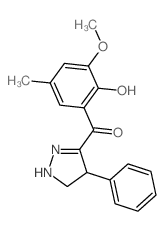 (2-hydroxy-3-methoxy-5-methyl-phenyl)-(4-phenyl-4,5-dihydro-1H-pyrazol-3-yl)methanone structure