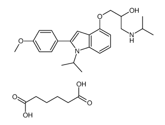 2-Propanol, 1-((2-(4-methoxyphenyl)-1-isopropyl-1H-indol-4-yl)oxy)-3-i sopropylamino-, hexanedioate (1:1) (salt)结构式