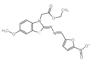 ethyl 2-[6-methoxy-2-[(5-nitro-2-furyl)methylidenehydrazinylidene]benzothiazol-3-yl]acetate Structure