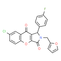 7-chloro-1-(4-fluorophenyl)-2-(furan-2-ylmethyl)-1,2-dihydrochromeno[2,3-c]pyrrole-3,9-dione结构式