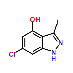 6-Chloro-3-iodo-1H-indazol-4-ol结构式