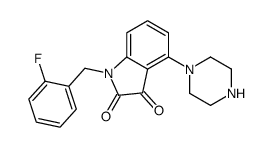 1-[(2-fluorophenyl)methyl]-4-piperazin-1-ylindole-2,3-dione Structure