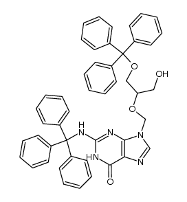 6H-Purin-6-one, 1,9-dihydro-9-[[1-(hydroxyMethyl)-2-(triphenylmethoxy)ethoxy]Methyl]-2-[(triphenylmethyl)amino]-结构式