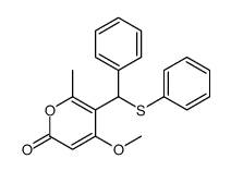 4-methoxy-6-methyl-5-[phenyl(phenylsulfanyl)methyl]pyran-2-one Structure