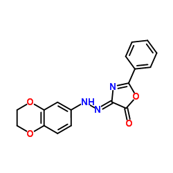 (4Z)-4-(2,3-Dihydro-1,4-benzodioxin-6-ylhydrazono)-2-phenyl-1,3-oxazol-5(4H)-one结构式