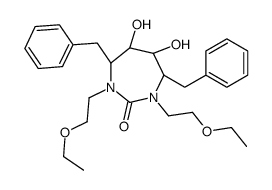 (4R,5S,6S,7R)-4,7-dibenzyl-1,3-bis(2-ethoxyethyl)-5,6-dihydroxy-1,3-di azepan-2-one结构式