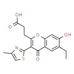 3-(6-ethyl-7-hydroxy-3-(4-methylthiazol-2-yl)-4-oxo-4H-chromen-2-yl)propanoic acid结构式