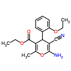 Ethyl 6-amino-5-cyano-4-(2-ethoxyphenyl)-2-methyl-4H-pyran-3-carboxylate结构式