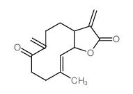 (10E)-10-methyl-3,6-dimethylidene-3a,5,6,8,9,11a-hexahydrocyclodeca[b]furan-2,7(3H,4H)-dione结构式