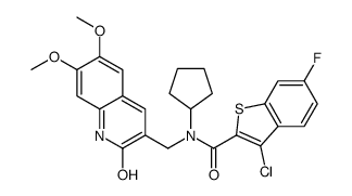 Benzo[b]thiophene-2-carboxamide, 3-chloro-N-cyclopentyl-N-[(1,2-dihydro-6,7-dimethoxy-2-oxo-3-quinolinyl)methyl]-6-fluoro- (9CI) Structure