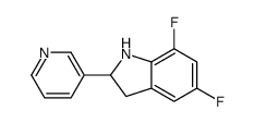 (9ci)-5,7-二氟-2,3-二氢-2-(3-吡啶)-1H-吲哚结构式