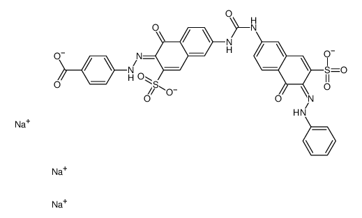 p-[[1-hydroxy-6-[[[[5-hydroxy-6-(phenylazo)-7-sulpho-2-naphthyl]amino]carbonyl]amino]-3-sulpho-2-naphthyl]azo]benzoic acid, sodium salt structure