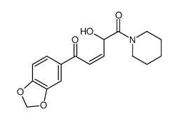 1-(1,3-benzodioxol-5-yl)-4-hydroxy-5-piperidin-1-ylpent-2-ene-1,5-dione结构式