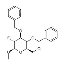 methyl 3-O-benzyl-4,6-O-benzylidene-2-deoxy-2-fluoro-β-D-glucopyranoside结构式