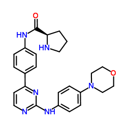 2-Pyrrolidinecarboxamide, N-[4-[2-[[4-(4-morpholinyl)phenyl]amino]-4-pyrimidinyl]phenyl]-, (2R)结构式